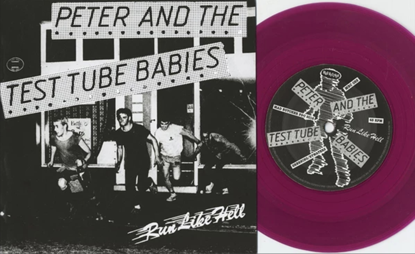 Peter And The Test Tube Babies  Run Like Hell  7" (Purple)