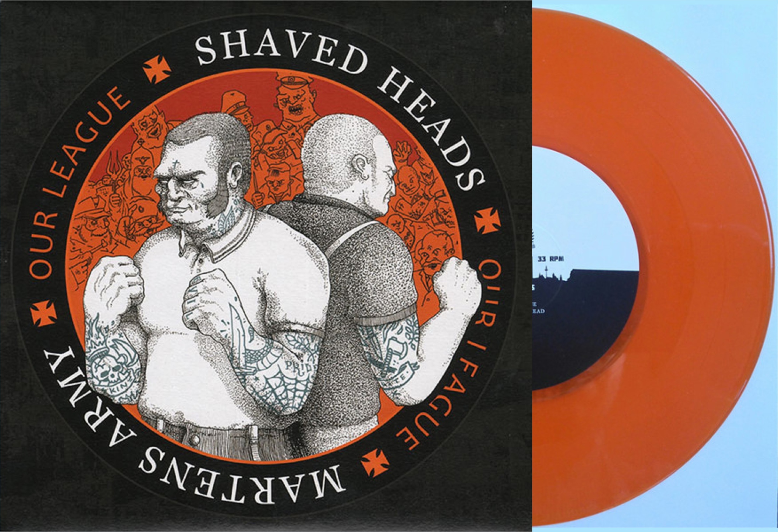 Split - Shaved Heads / Martens Army - Our League  (Orange) 7"